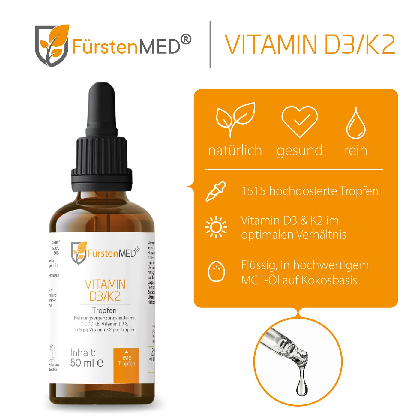 künstliches vitamin d FürstenMED Vitamin D3 + K2 50ml (D3K2)