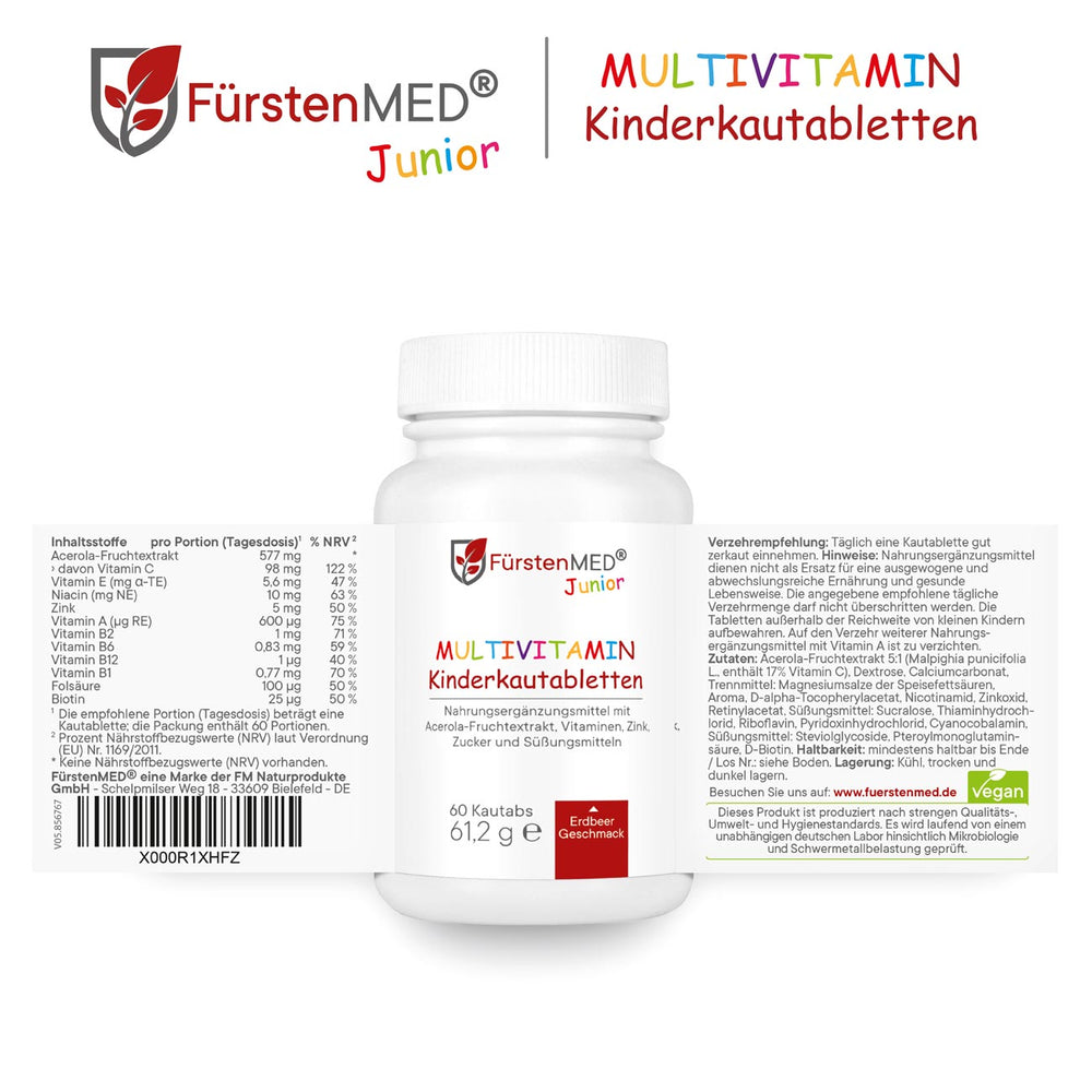 FürstenMED Kinder Multivitamin Kautabletten (Geschmack: Erdbeere)